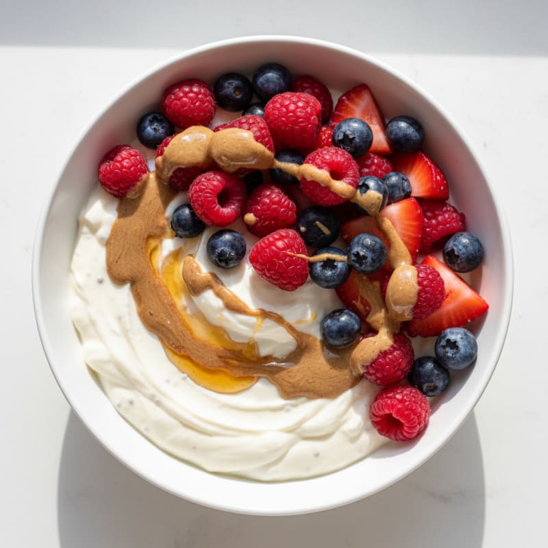 Silky Greek Yogurt Protein Pudding with Mixed Berries