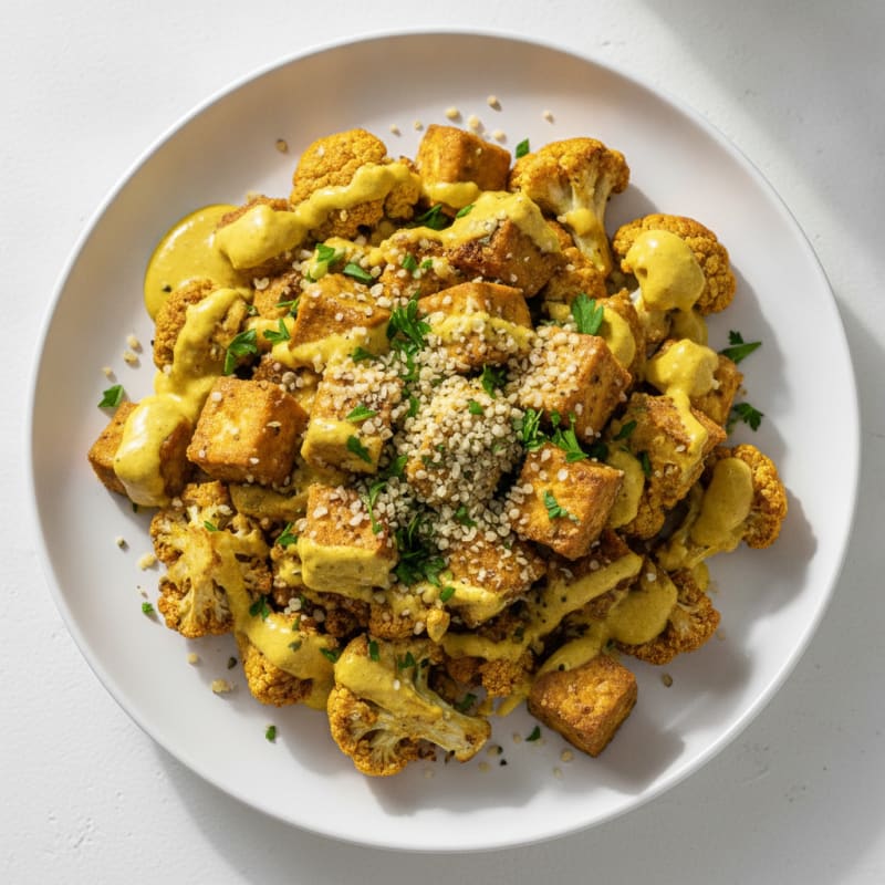 Roasted Cauliflower with Turmeric Tahini Sauce