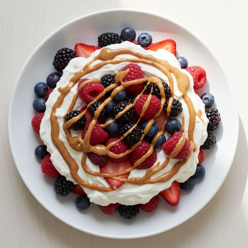 Greek Yogurt Protein Parfait with Mixed Berries and Almond Butter