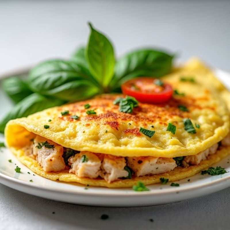 Fluffy Herb-Chicken Protein Omelette
