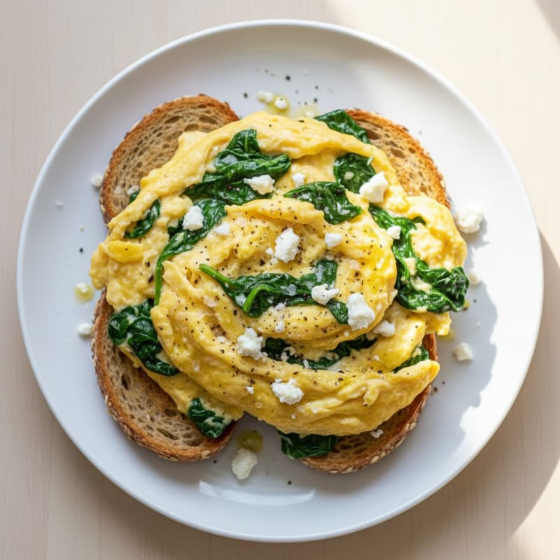 Creamy Spinach and Feta Scrambled Eggs