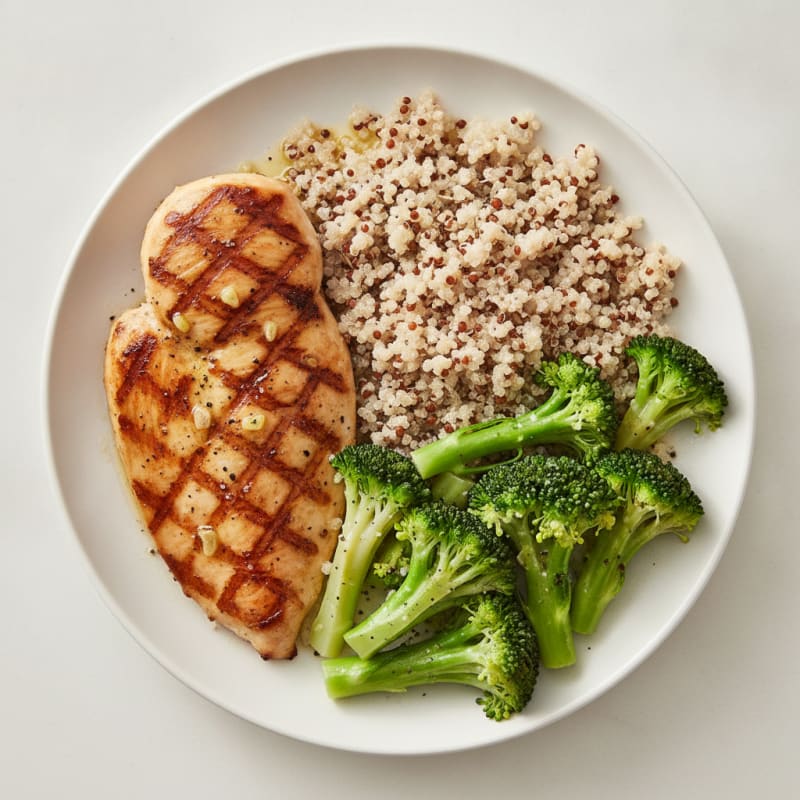 Grilled Chicken Breast with Quinoa and Steamed Broccoli