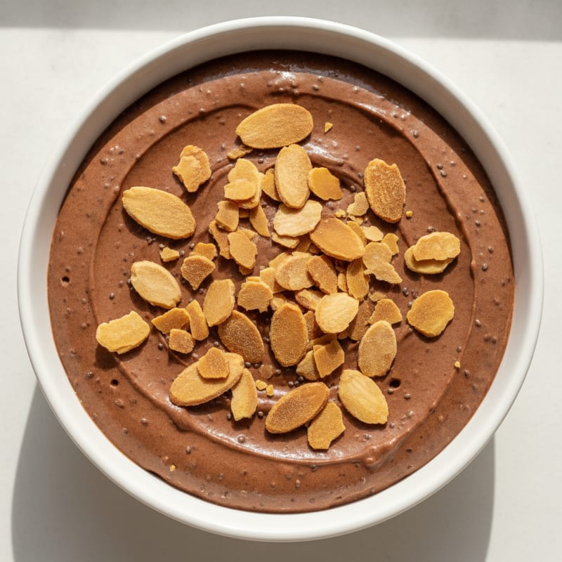 Silky Chocolate Protein Pudding with Almond Crunch