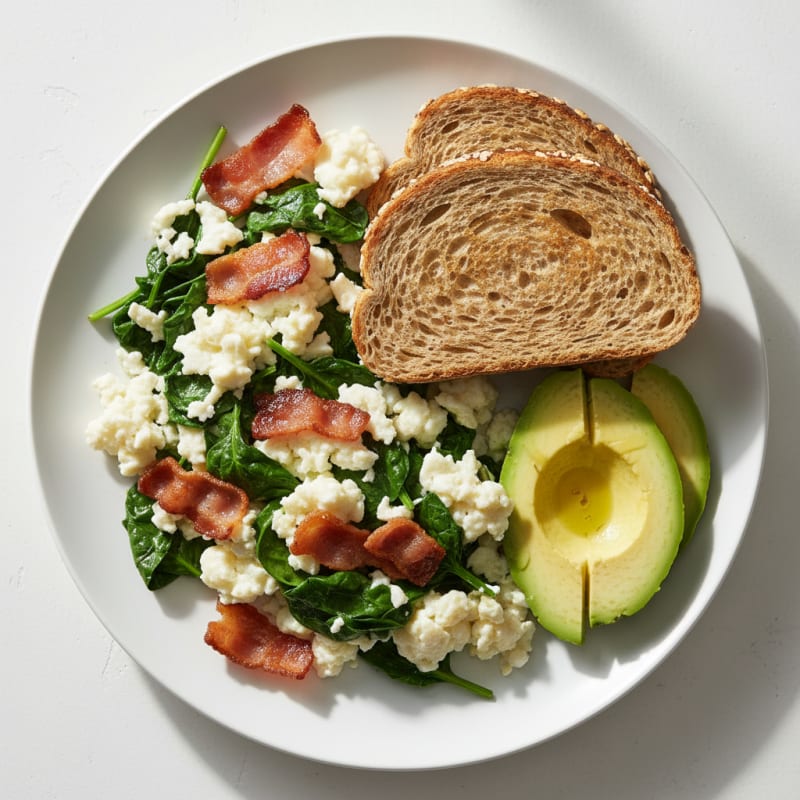 Egg White Scramble with Spinach and Turkey Bacon