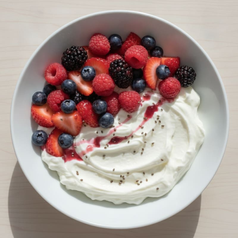 Creamy Vanilla Protein Yogurt with Chia and Mixed Berries