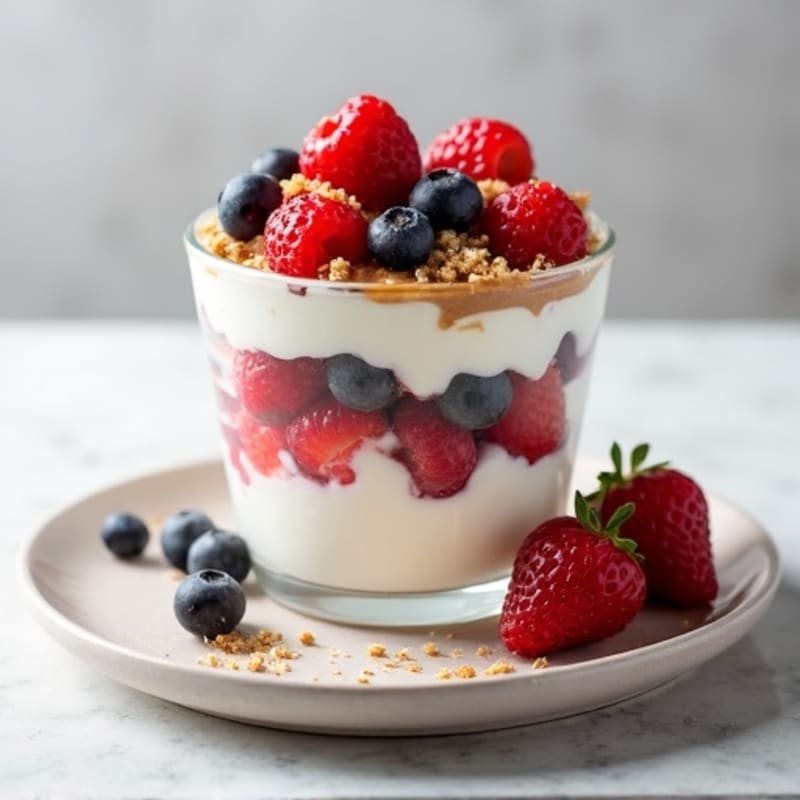Greek Yogurt Parfait with Almond Butter and Mixed Berries
