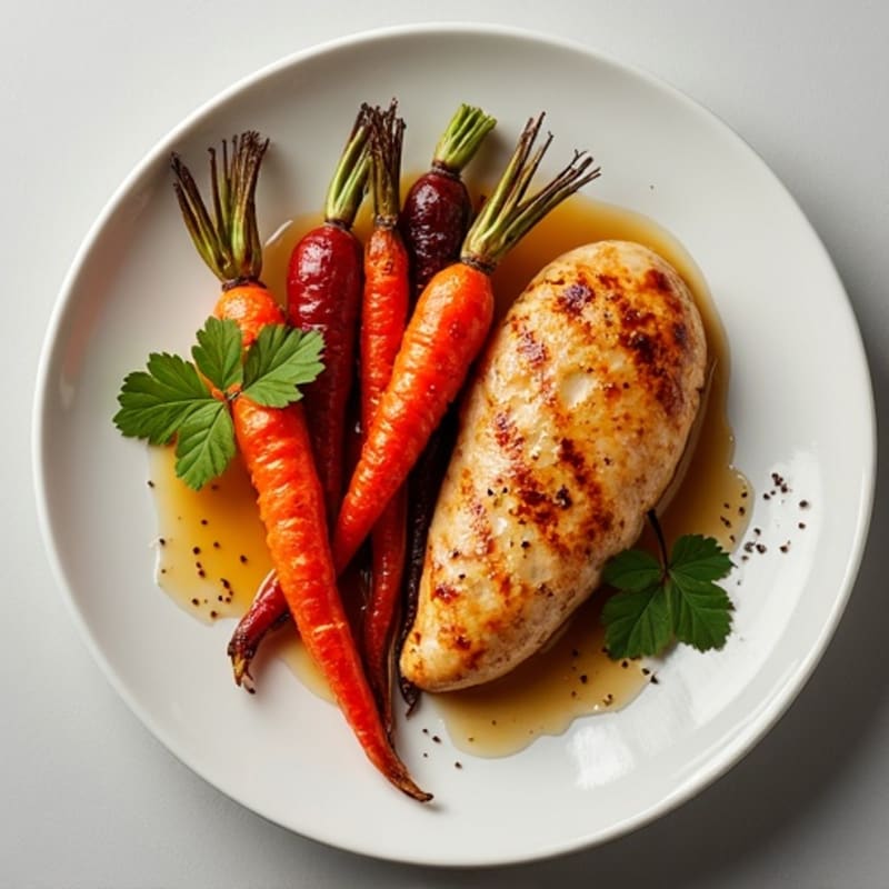 Honey-Maple Roasted Rainbow Carrots with Grilled Chicken