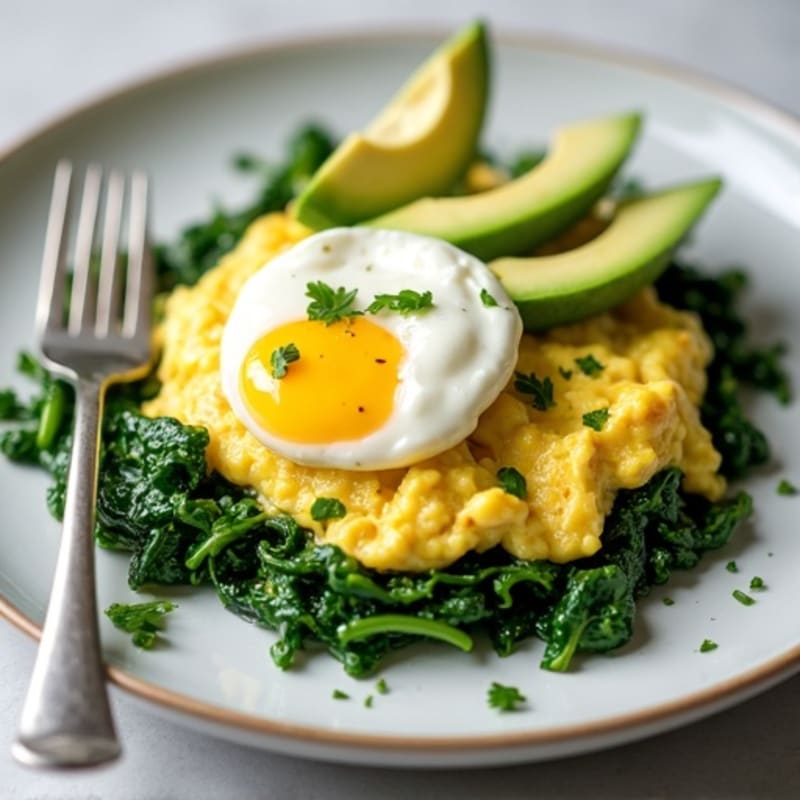 Egg White Scramble with Spinach and Cottage Cheese