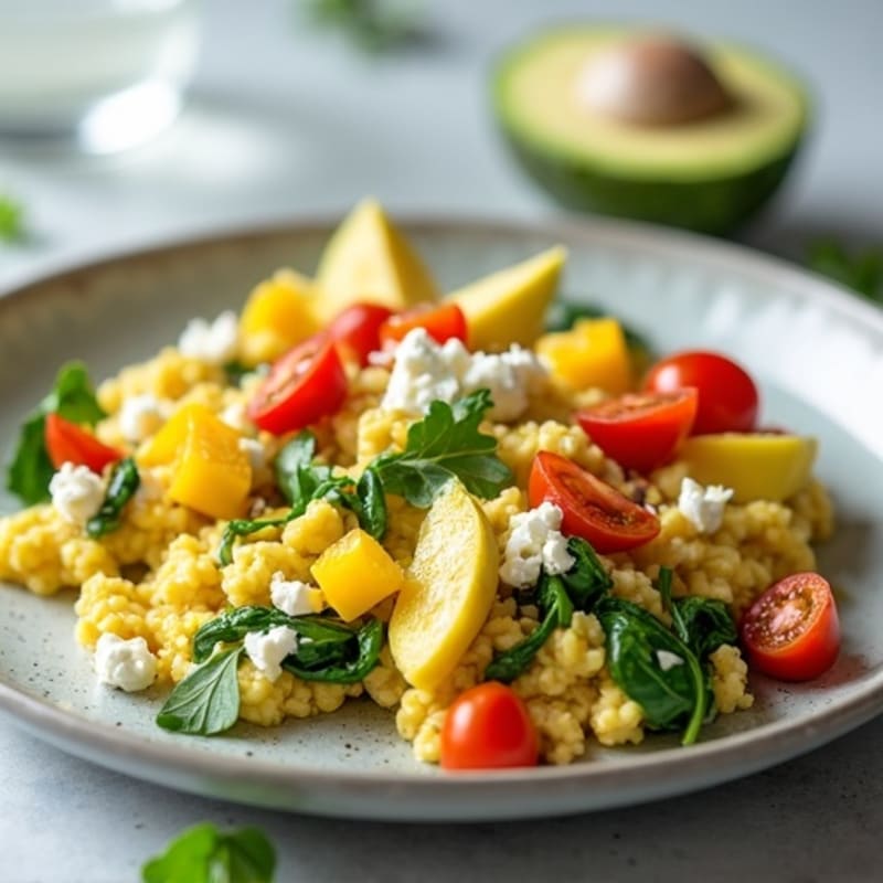 Egg White Vegetable Scramble with Cottage Cheese
