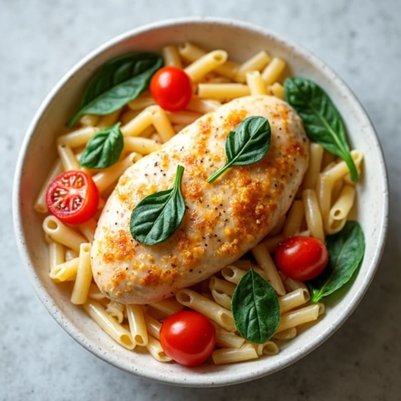 Healthy Creamy Garlic Parmesan Chicken Pasta