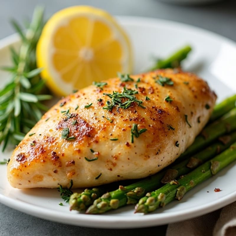 Lemon Herb Roasted Chicken with Crispy Asparagus
