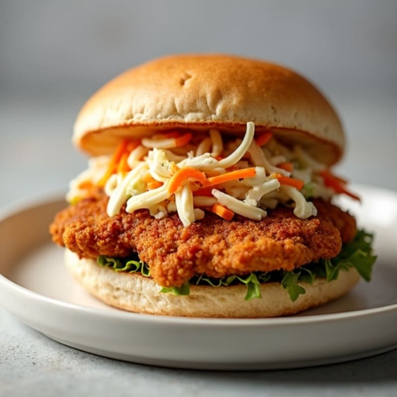 Crispy Air-Fried Chicken Sandwich with Creamy Slaw