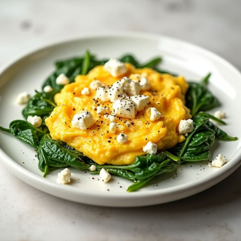 Creamy Scrambled Eggs with Spinach and Feta