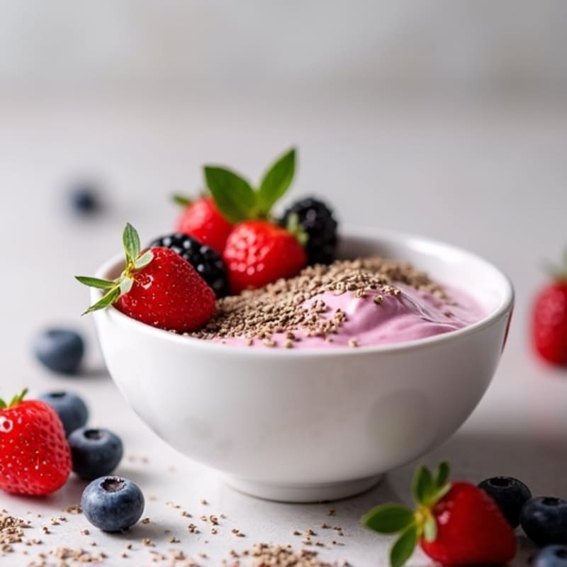 Silky Greek Yogurt Protein Mousse with Mixed Berries
