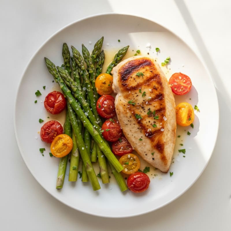 Pan-Seared Chicken with Roasted Asparagus