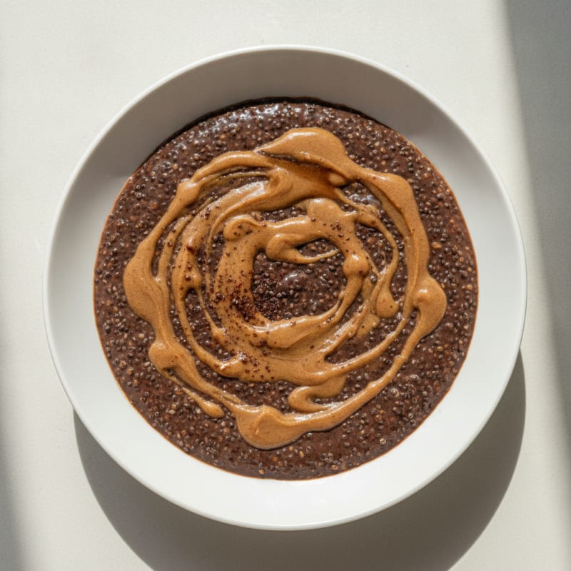 Protein Chocolate Chia Pudding with Almond Butter Swirl