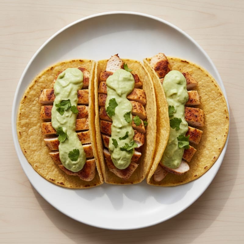 Chicken Tacos with Avocado Crema