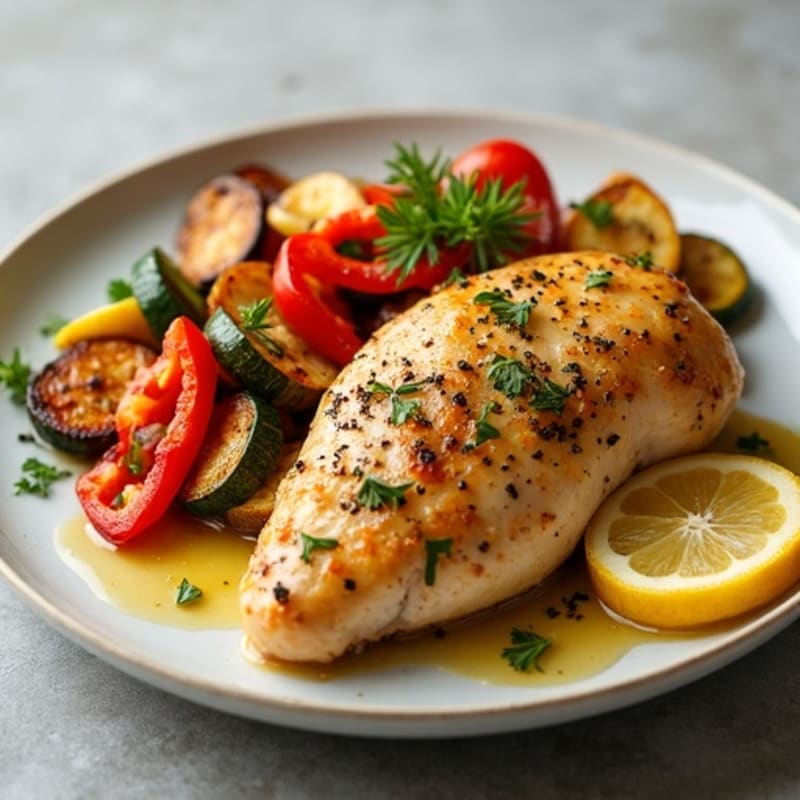 Lemon Herb Roasted Chicken with Crispy Roasted Vegetables