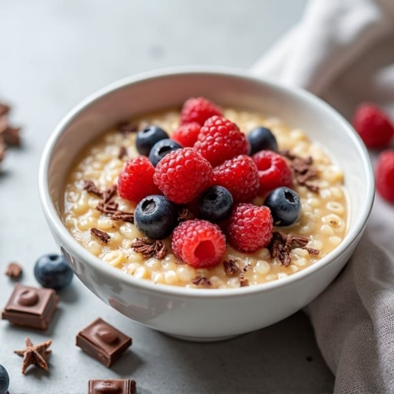 Creamy Oatmeal with Protein Powder and Fresh Berries