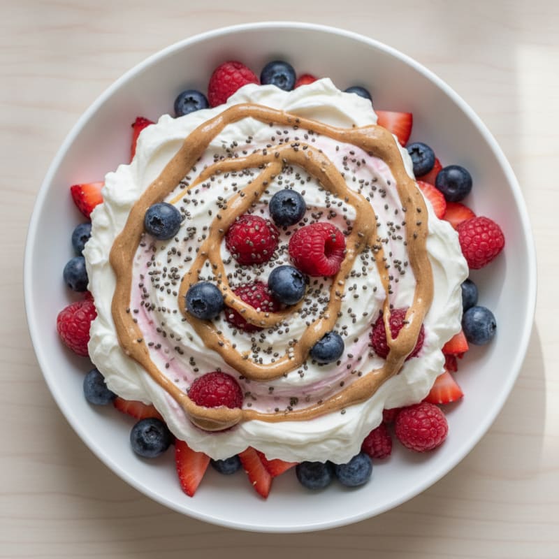 Greek Yogurt Protein Parfait with Mixed Berries and Almond Butter