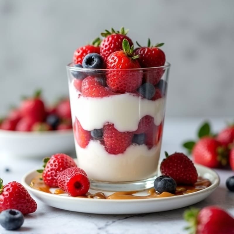 Greek Yogurt Protein Parfait with Mixed Berries and Almond Butter