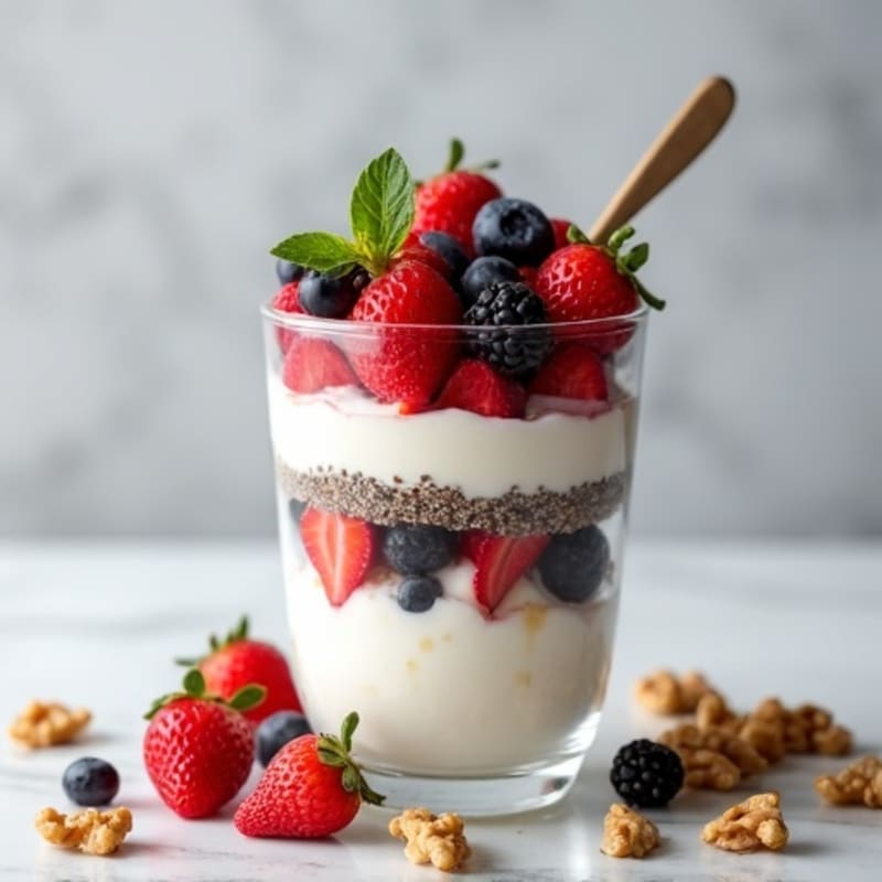 Greek Yogurt Protein Parfait with Mixed Berries