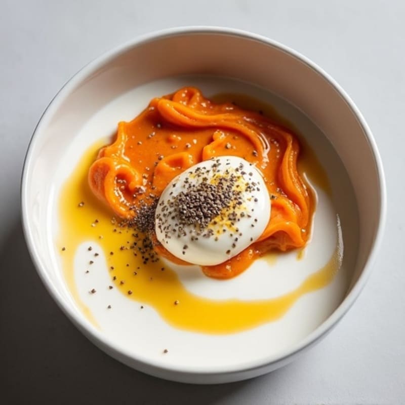Protein Yogurt Bowl with Egg White Whip and Sweet Potato Purée