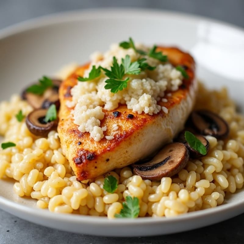 Creamy Wild Mushroom Cauliflower Risotto with Chicken