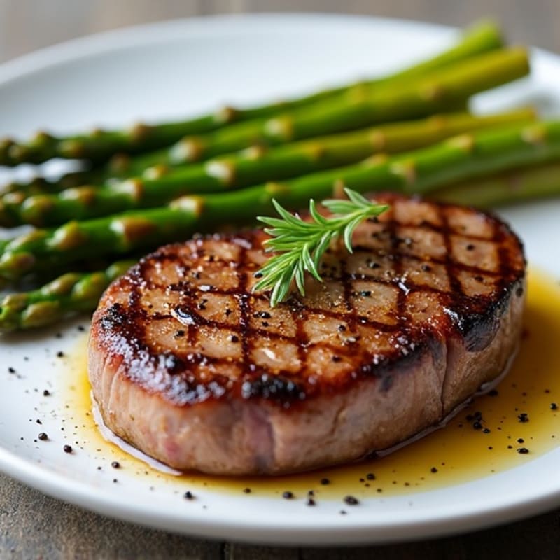 Pan-Seared Steak with Crispy Roasted Asparagus