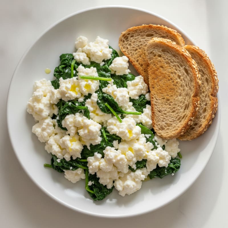 Egg White Scramble with Spinach and Cottage Cheese