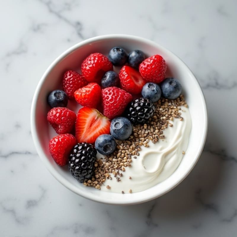 Silky Greek Yogurt Bowl with Mixed Berries and Hemp Seeds