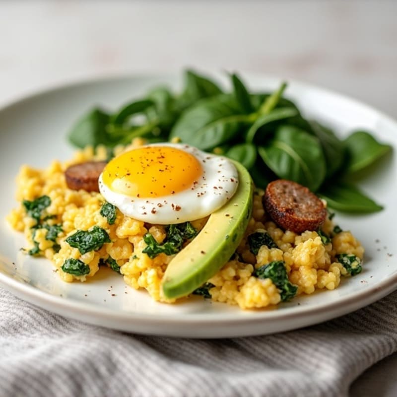 Egg White Scramble with Spinach and Turkey Sausage