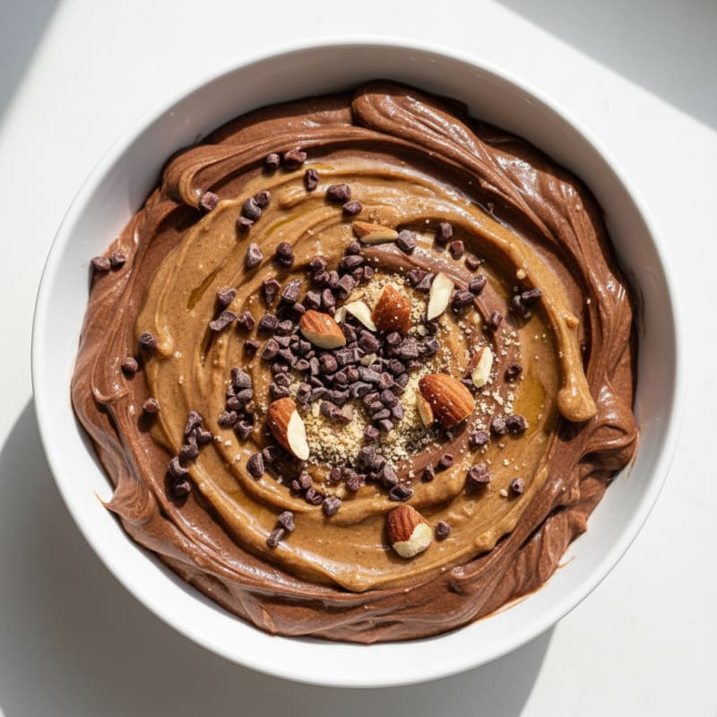 Silky Greek Yogurt with Chocolate Protein and Almond Butter Swirl