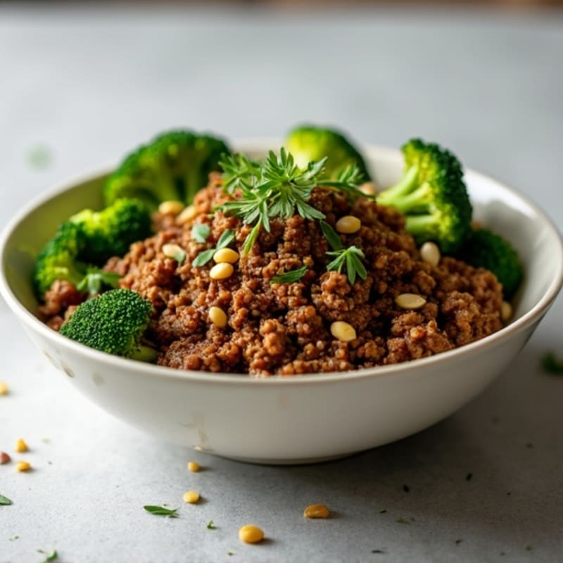 Savory Garlic Ground Beef and Roasted Broccoli Bowl