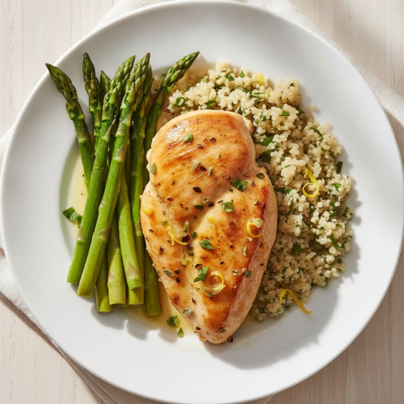 Lemon Herb Roasted Chicken with Asparagus