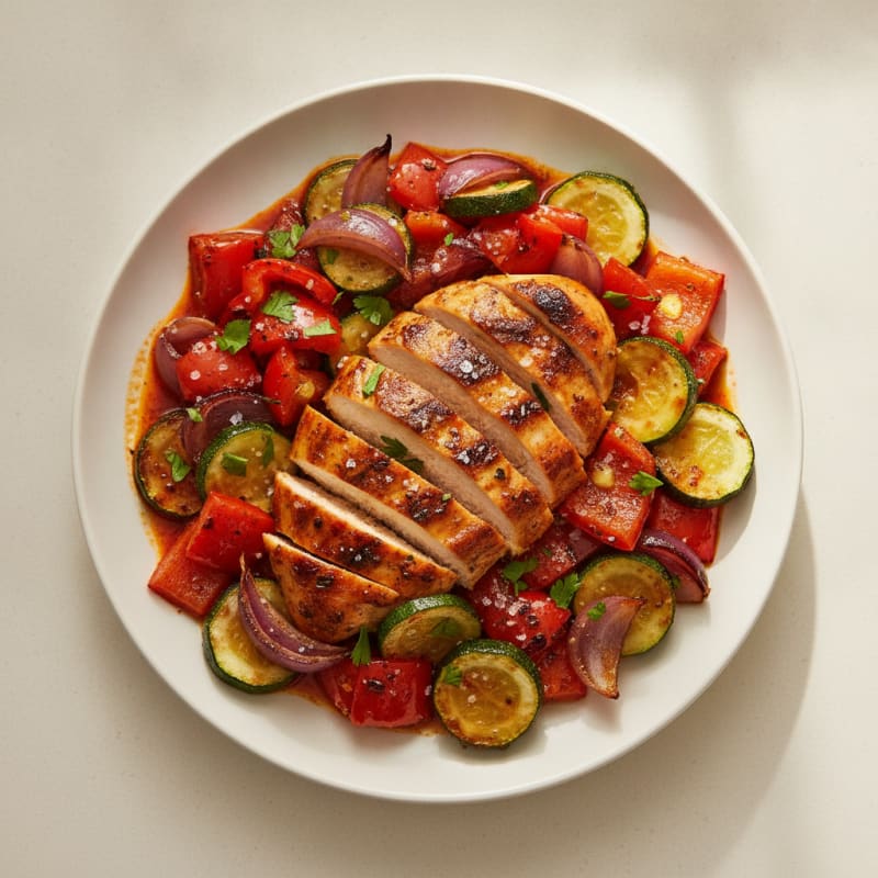 Spicy Harissa Chicken with Roasted Vegetables