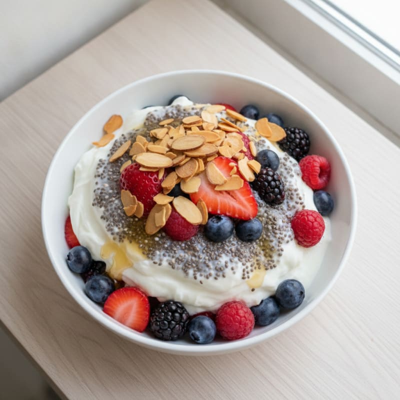 Creamy Greek Yogurt Parfait with Chia Seeds and Mixed Berries