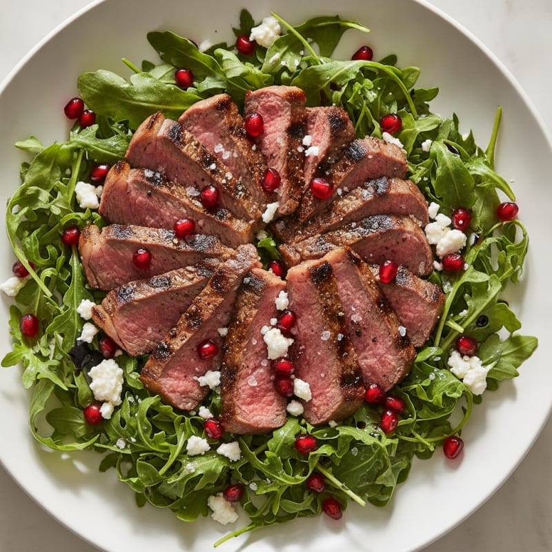 Grilled Steak Pomegranate Salad with Feta