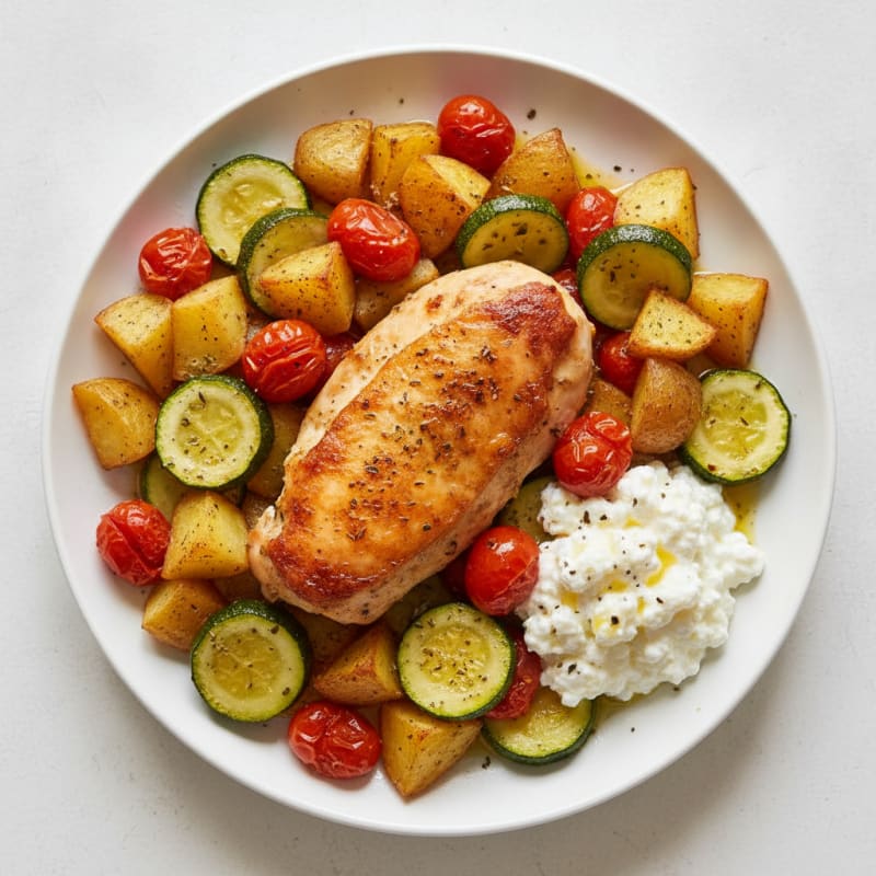Herb-Roasted Chicken and Zucchini with Potatoes