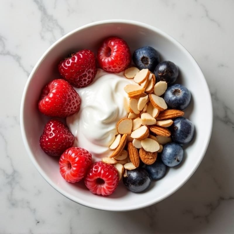 Greek Yogurt Protein Bowl with Mixed Berries and Almonds