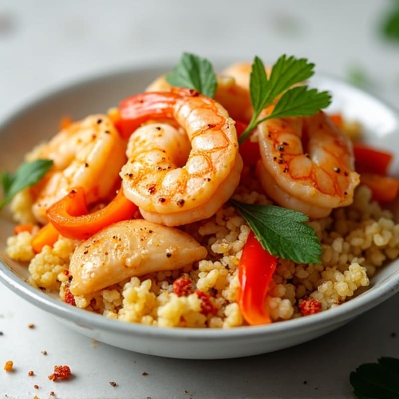Spicy Shrimp and Chicken Cauliflower Rice Skillet