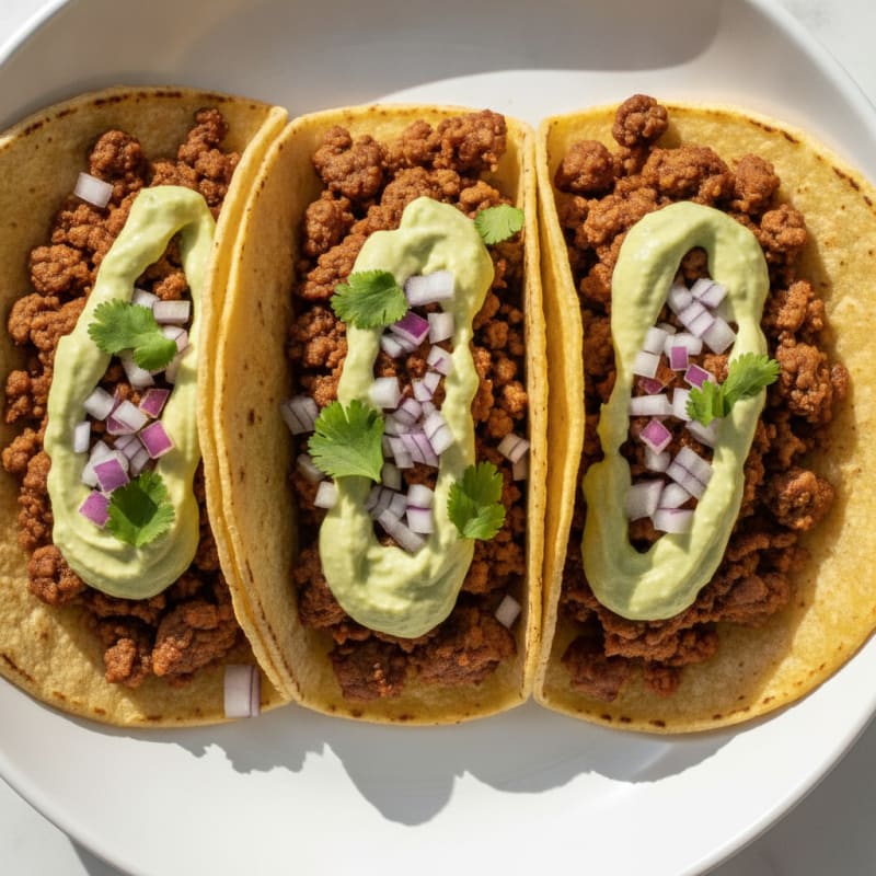 Ancho Beef Tacos with Avocado Crema