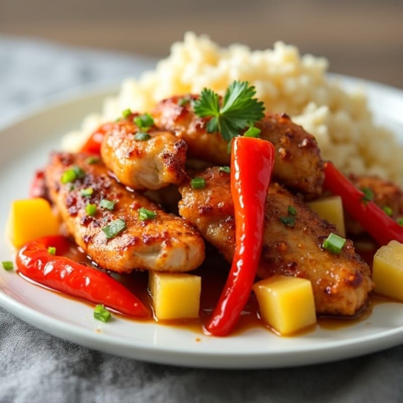 Crispy Baked Sweet-Sour Chicken with Bell Peppers
