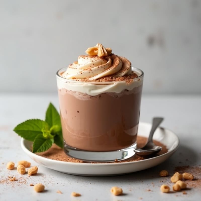 Chocolate Greek Yogurt Protein Mousse with Peanut Butter Swirl