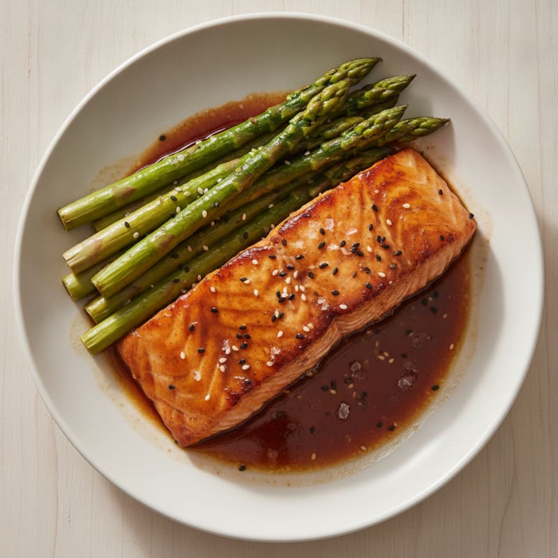 Pan-Seared Teriyaki Salmon with Asparagus