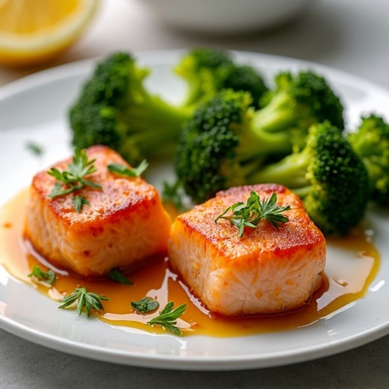 Honey-Garlic Glazed Salmon Bites with Roasted Broccoli