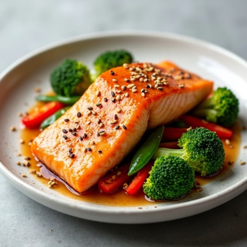 Honey-Ginger Glazed Salmon with Sesame Vegetables