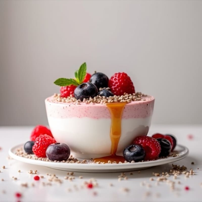 Greek Yogurt Protein Mousse with Mixed Berries