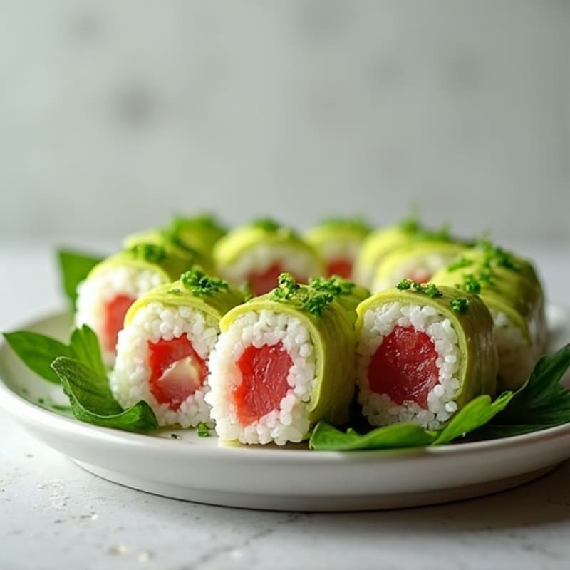 Fresh Tuna and Avocado Roll with Cucumber