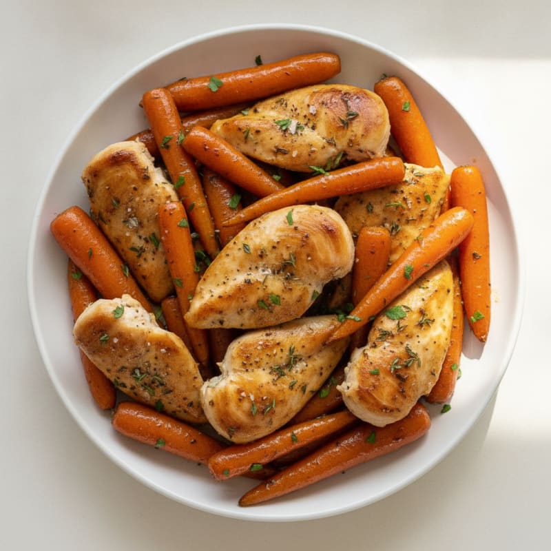 Maple-Glazed Roasted Carrots with Herbed Chicken